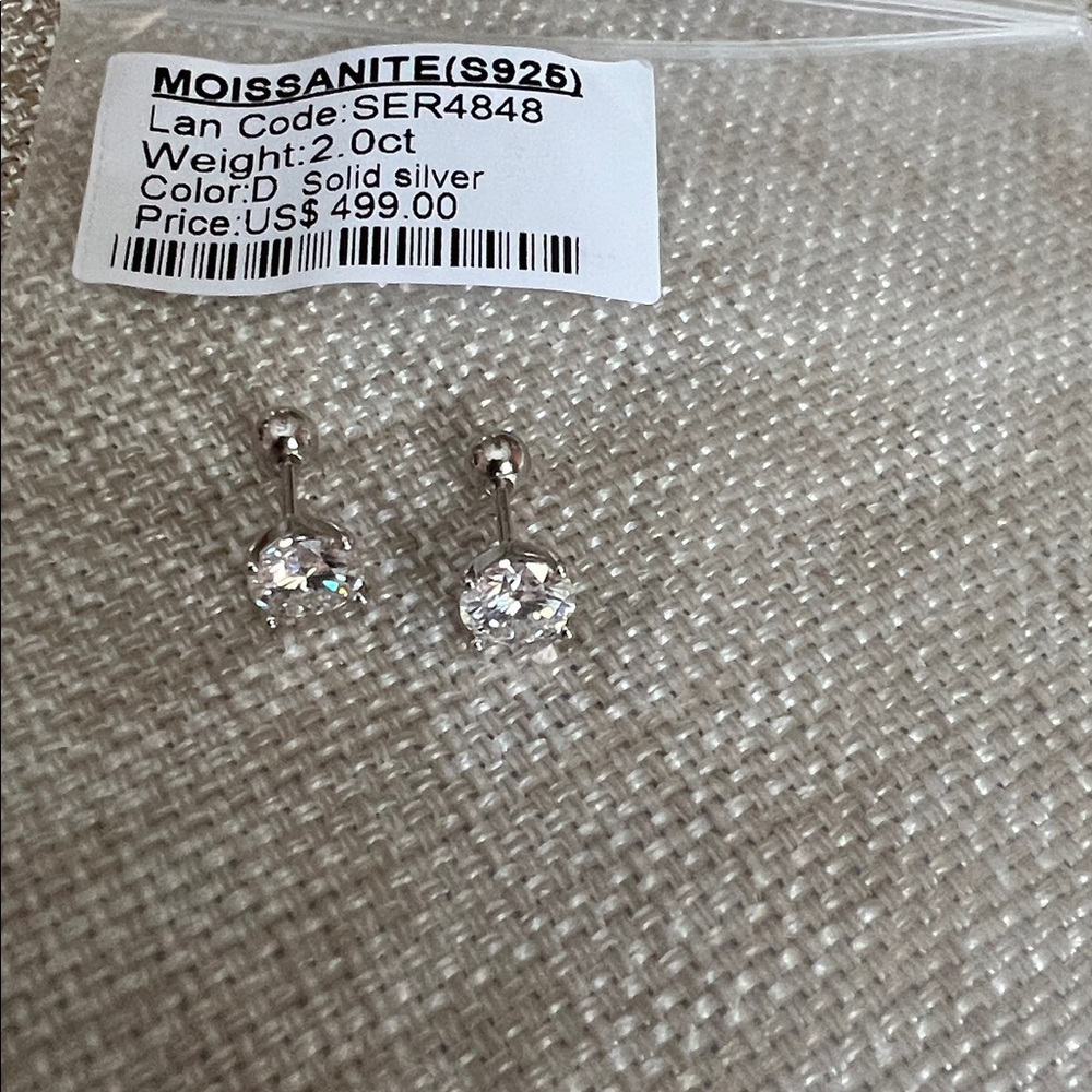 MOISSANITE  Stud Earrings 2 CT 925 silver screw backs 499 retail NWT - Picture 9 of 11